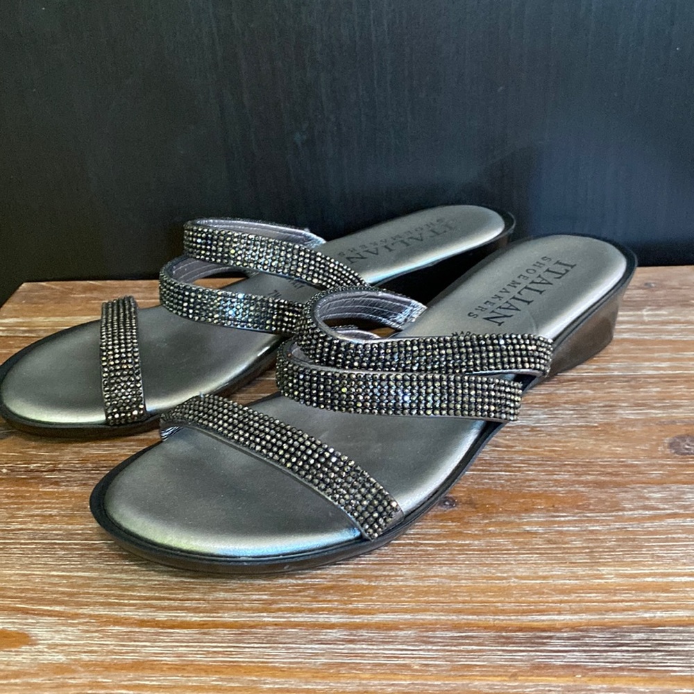 Italian shoemakers rhinestone mini wedge